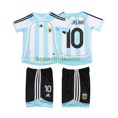 Billiga Fotbollströjor Argentina RIQUELME 10 2006 2007 Retro Barn Hemma tröja Kortärmad